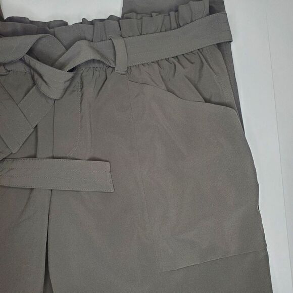 Athleta Skyline Paper Bag Waist Pants Olive Gray Size 10 - Picture 7 of 11
